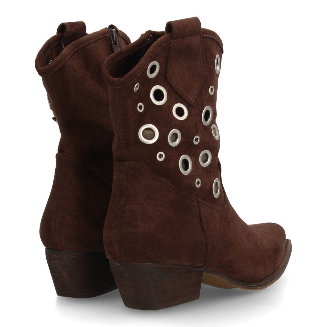 Botines Western Marrón en Serraje con Ojales Metálicos 5 Botines Western Marrón en Serraje con Ojales Metálicos - Imagen 5