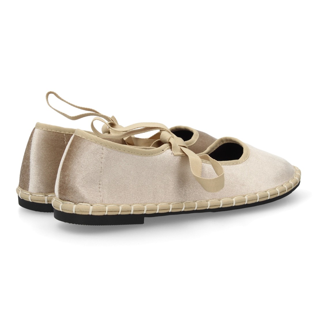 Bailarinas Planas Beige Aterciopeladas con Lazada 5 Bailarinas Planas Beige Aterciopeladas con Lazada - Imagen 5