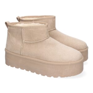 Botas Australianas Con Plataforma Y Pelo Suave Mujer Color Beige