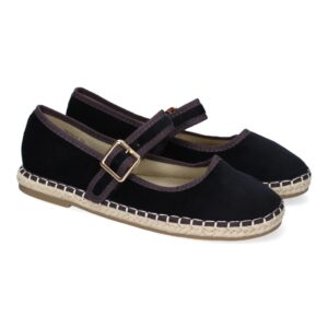 Bailarinas Negras de Serraje con Hebilla