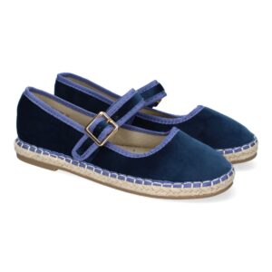 Bailarinas Azul de Serraje con Hebilla