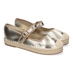 Bailarinas Doradas con Hebilla y Punta Redonda