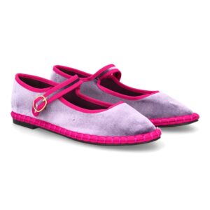 Bailarina lila con hebilla y ribete fucsia