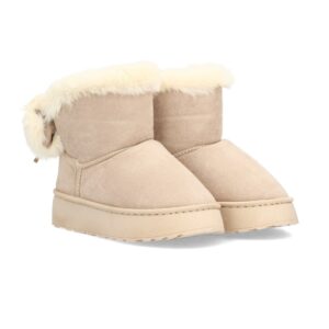 Bota Invierno Beige con Borreguito y Plataforma