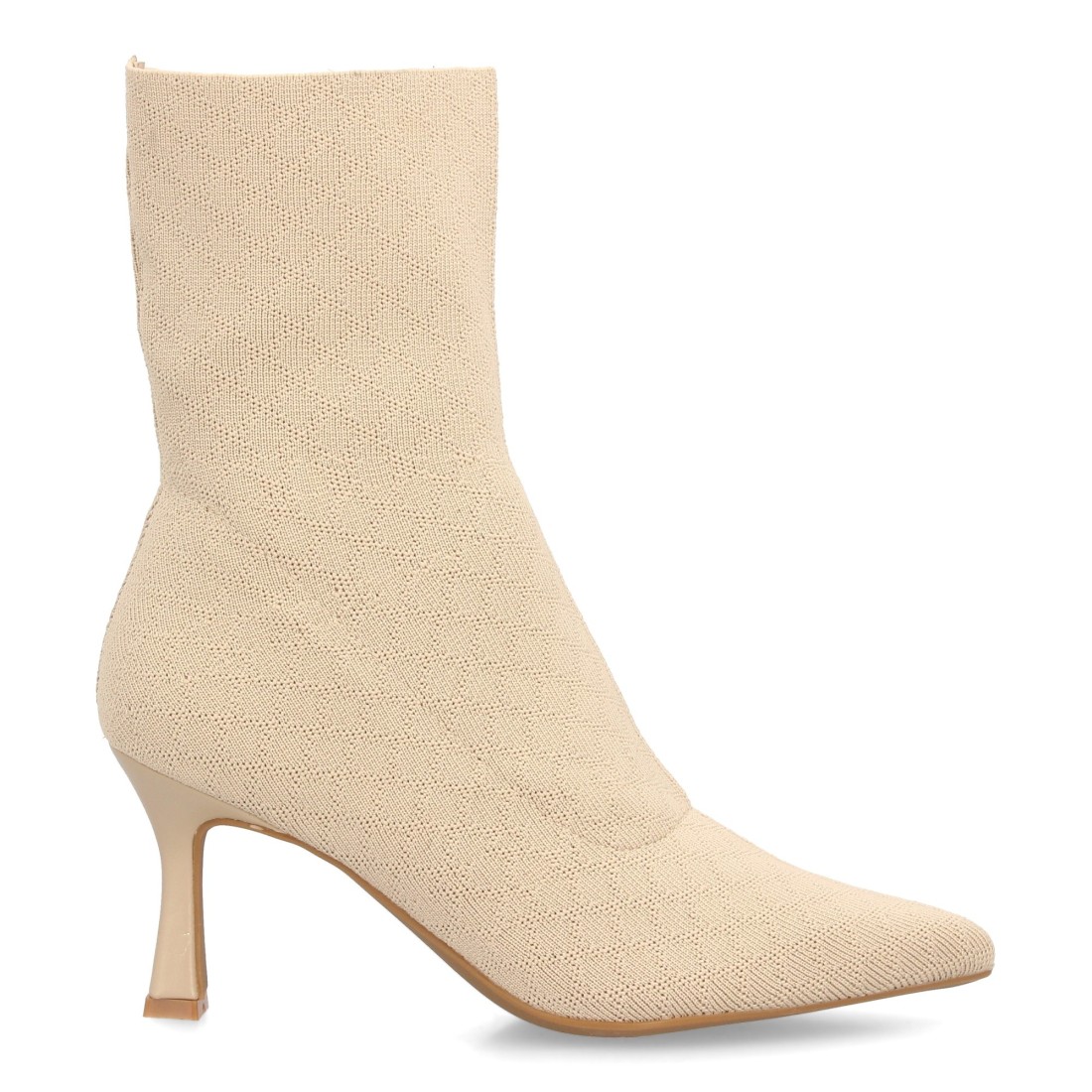 Botín Calcetín Beige con Tacón kitten 2 Botín Calcetín Beige con Tacón kitten - Imagen 2
