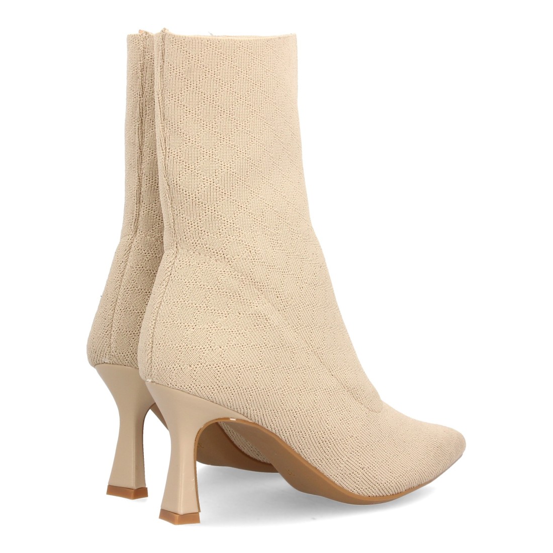 Botín Calcetín Beige con Tacón kitten 5 Botín Calcetín Beige con Tacón kitten - Imagen 5