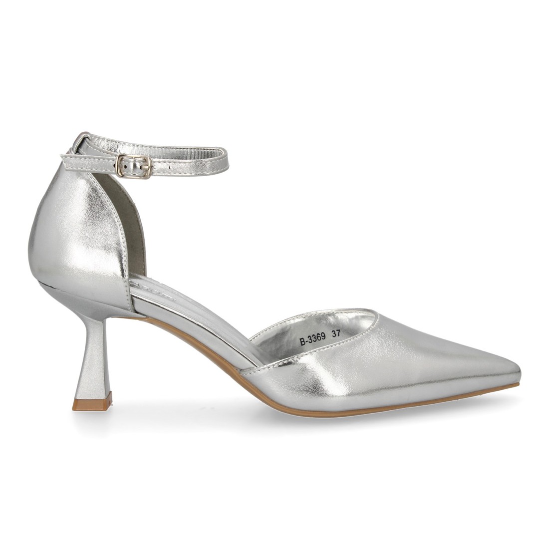 Zapatos de Tacón en Color Plata con Pulsera al Tobillo Acabado Metalizado 2 Zapatos de Tacón en Color Plata con Pulsera al Tobillo Acabado Metalizado - Imagen 2
