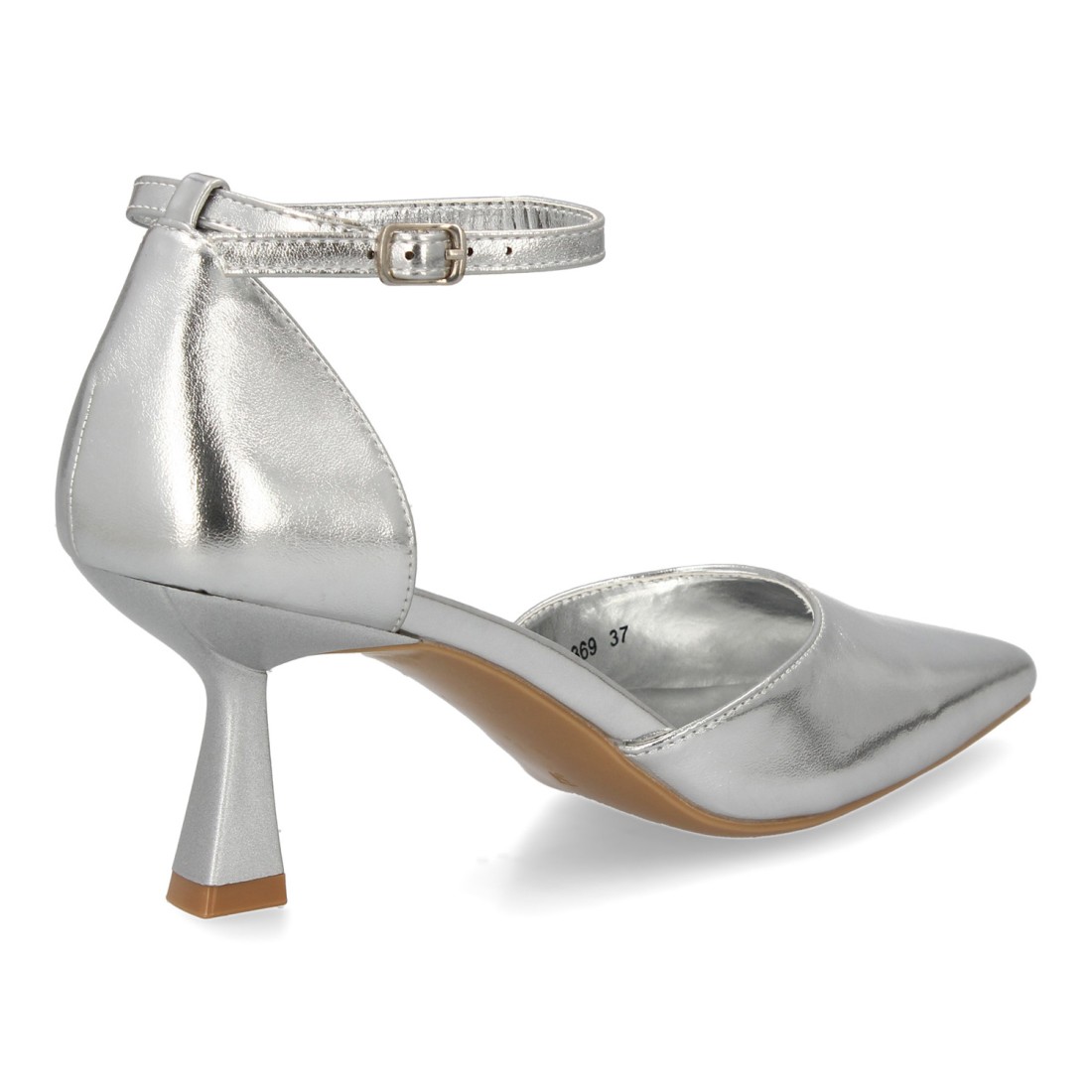 Zapatos de Tacón en Color Plata con Pulsera al Tobillo Acabado Metalizado 4 Zapatos de Tacón en Color Plata con Pulsera al Tobillo Acabado Metalizado - Imagen 4
