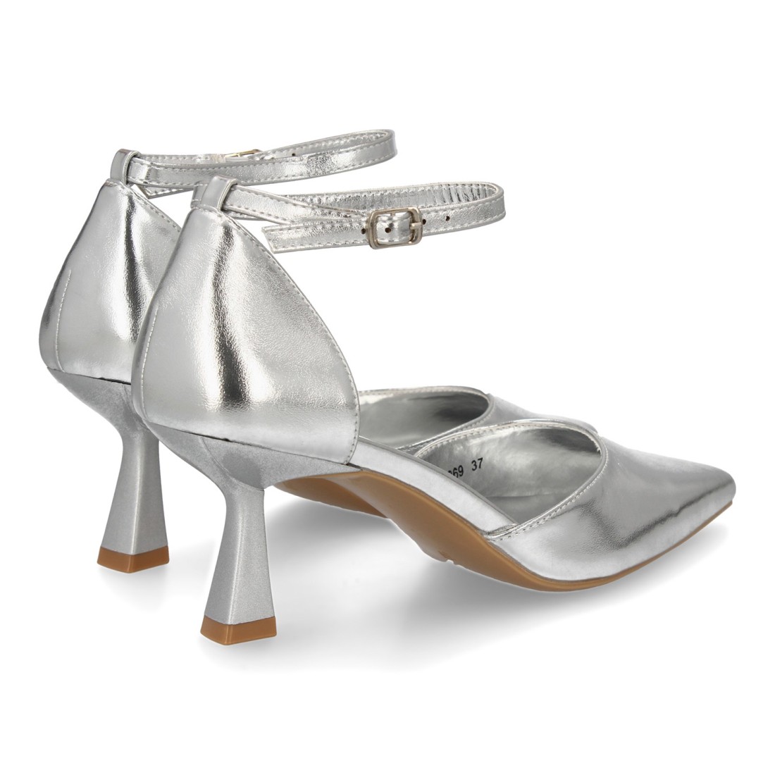 Zapatos de Tacón en Color Plata con Pulsera al Tobillo Acabado Metalizado 5 Zapatos de Tacón en Color Plata con Pulsera al Tobillo Acabado Metalizado - Imagen 5