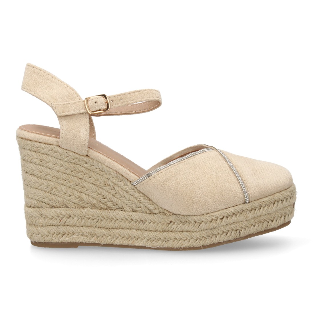 Cuñas de Esparto Beige con Pulsera de Hebilla para Mujer 2 Cuñas de Esparto Beige con Pulsera de Hebilla para Mujer - Imagen 2