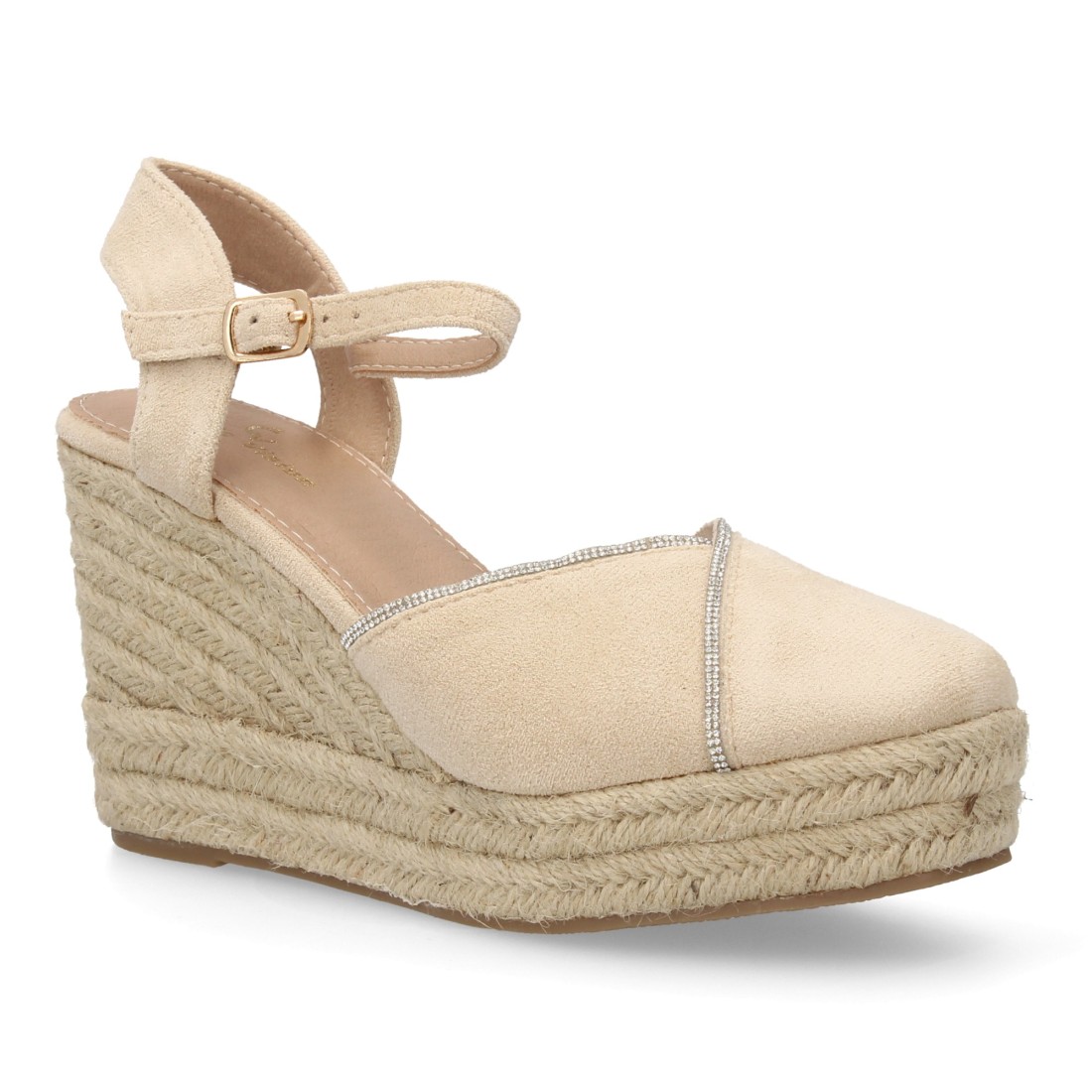 Cuñas de Esparto Beige con Pulsera de Hebilla para Mujer 3 Cuñas de Esparto Beige con Pulsera de Hebilla para Mujer - Imagen 3