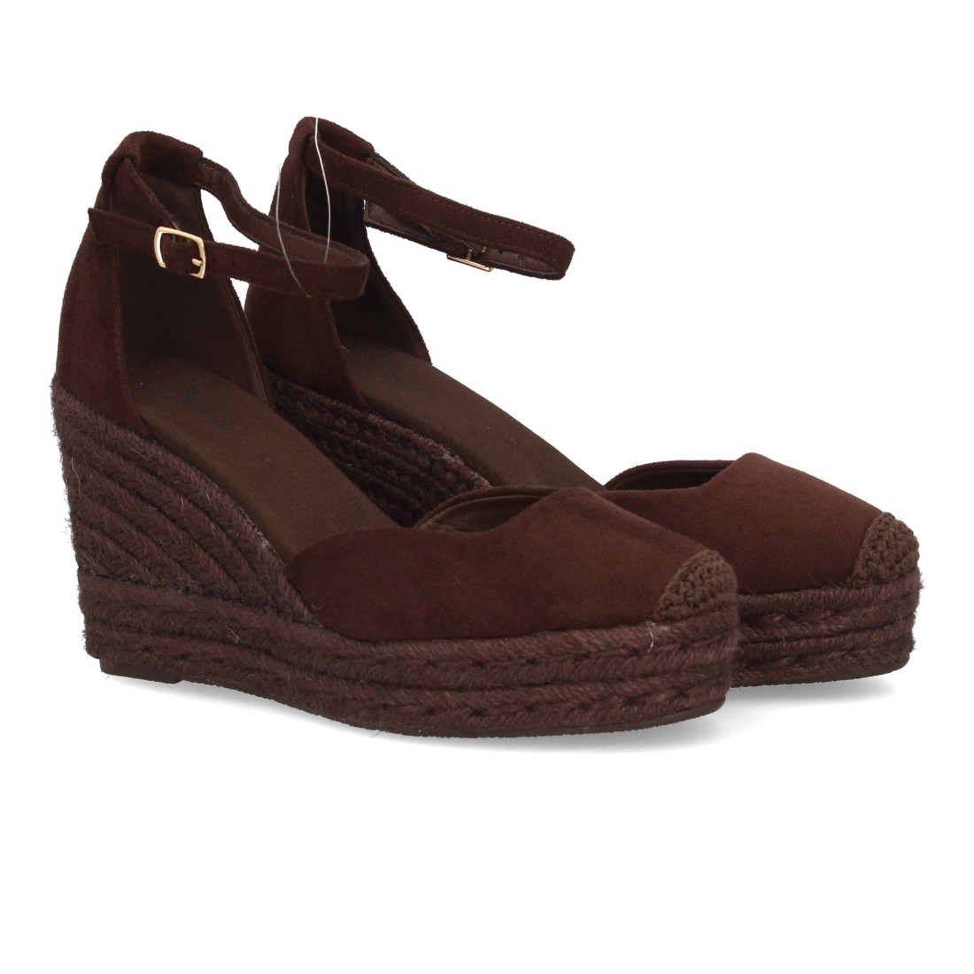 Cuñas de Esparto en Color Marrón con Pulsera de Hebilla 1 Cuñas de Esparto en Color Marrón con Pulsera de Hebilla