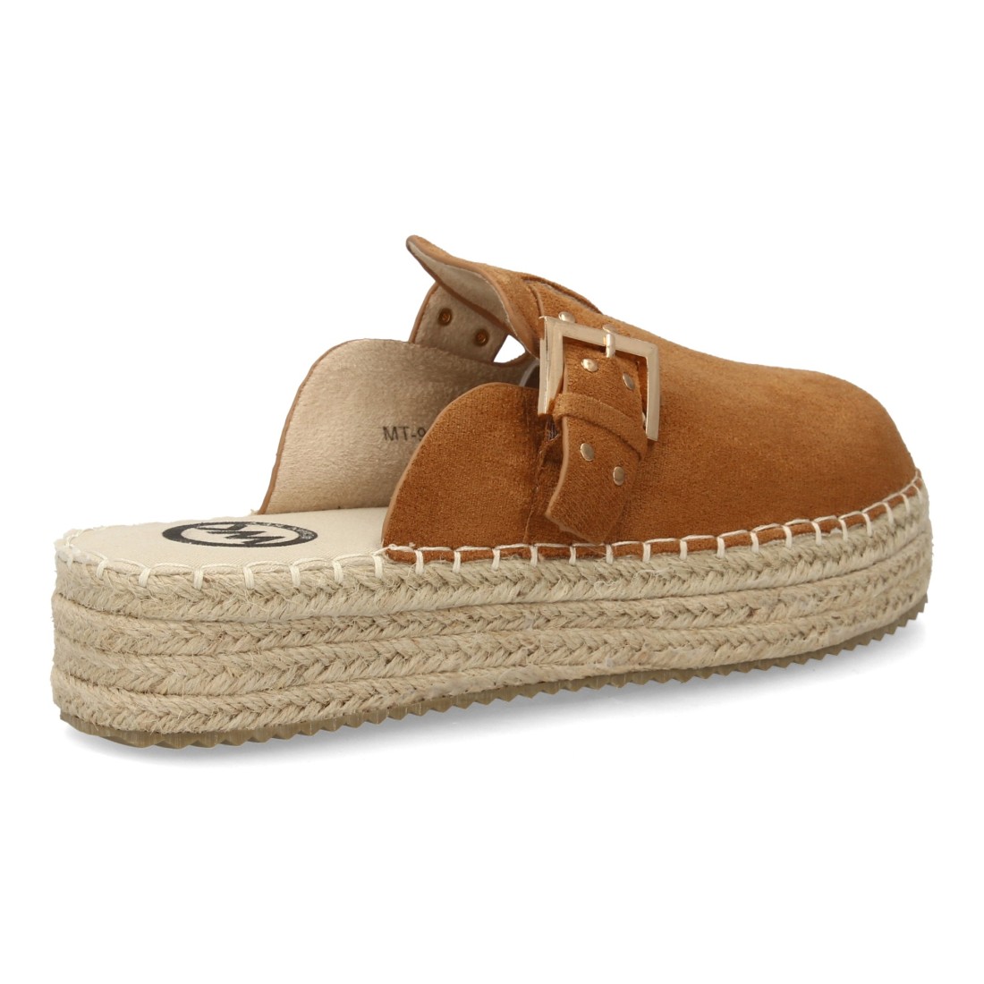 Zuecos de Mujer con Plataforma de Esparto en Color Camel 4 Zuecos de Mujer con Plataforma de Esparto en Color Camel - Imagen 4