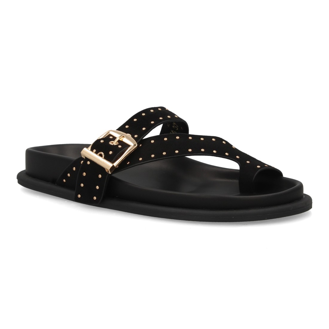 Sandalias Planas Negras Gold Buckle 3 Sandalias Planas Negras Gold Buckle - Imagen 3