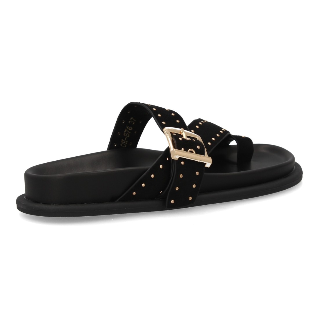 Sandalias Planas Negras Gold Buckle 4 Sandalias Planas Negras Gold Buckle - Imagen 4