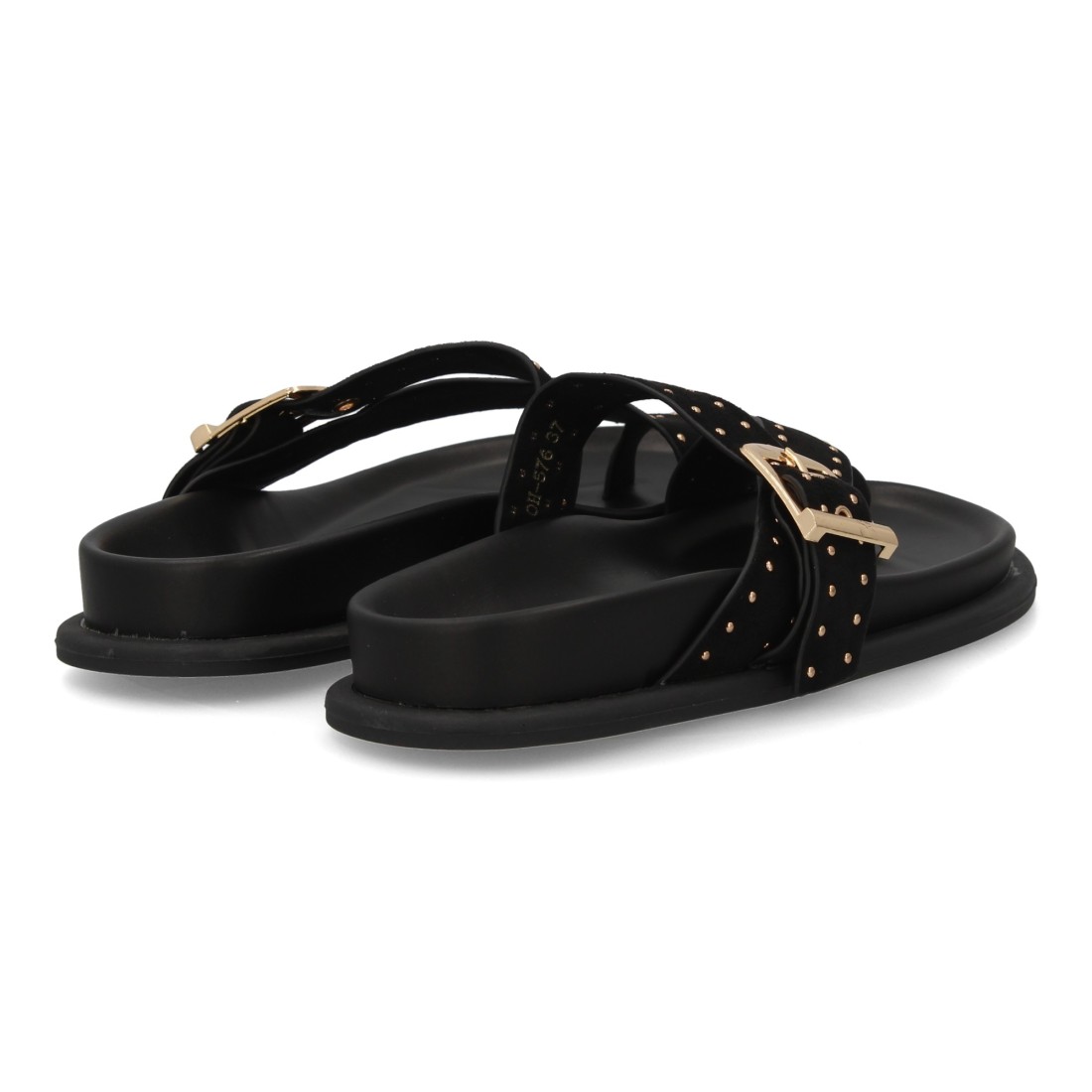 Sandalias Planas Negras Gold Buckle 5 Sandalias Planas Negras Gold Buckle - Imagen 5