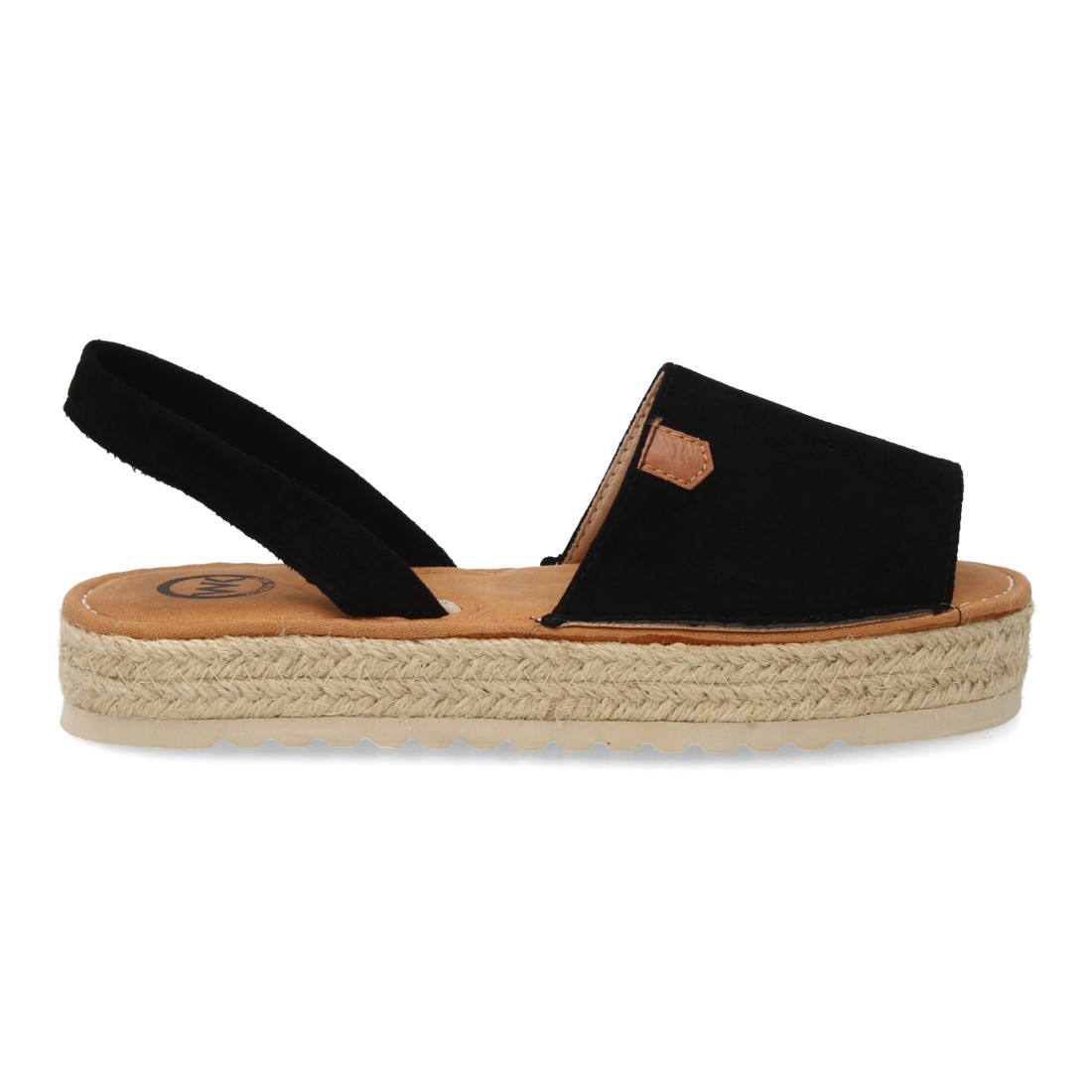Sandalias Menorquinas Negras con Plataforma de Esparto para Mujer 2 Sandalias Menorquinas Negras con Plataforma de Esparto para Mujer - Imagen 2