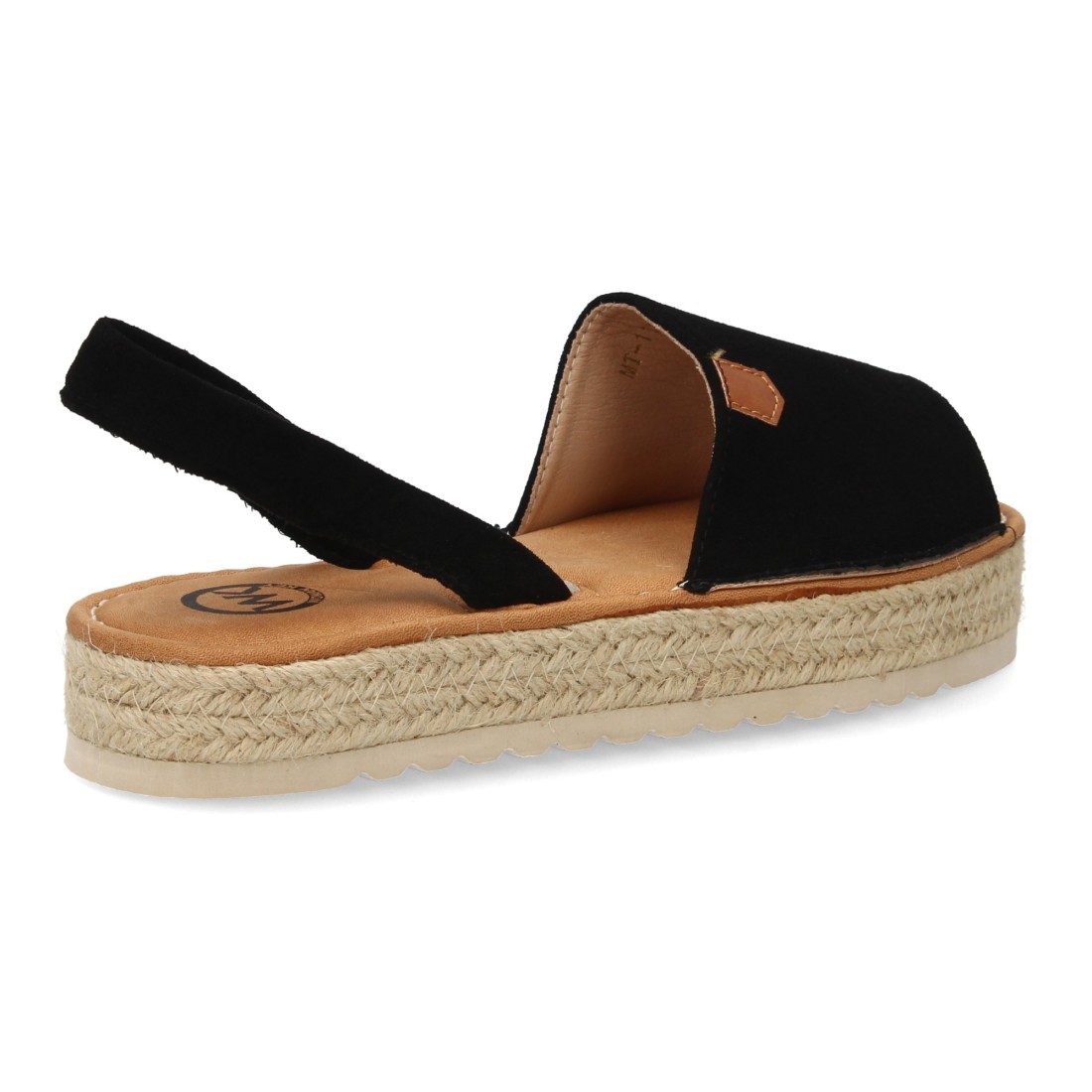 Sandalias Menorquinas Negras con Plataforma de Esparto para Mujer 4 Sandalias Menorquinas Negras con Plataforma de Esparto para Mujer - Imagen 4