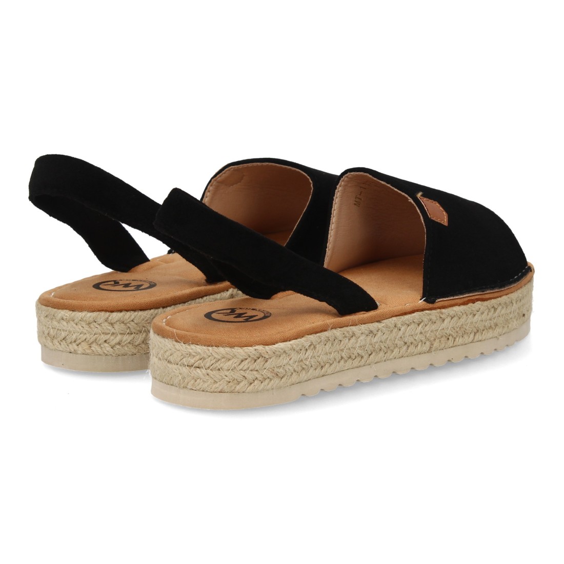 Sandalias Menorquinas Negras con Plataforma de Esparto para Mujer 5 Sandalias Menorquinas Negras con Plataforma de Esparto para Mujer - Imagen 5