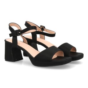 Sandalias de Tacón Ancho en Color Negro
