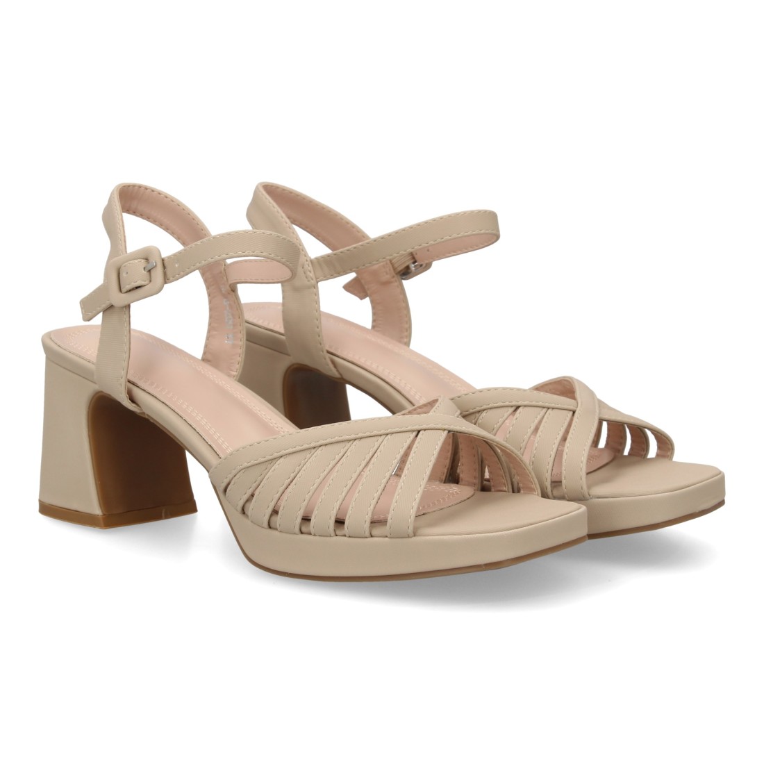 Sandalia de Tacón Beige con Pulsera 1 Sandalia de Tacón Beige con Pulsera