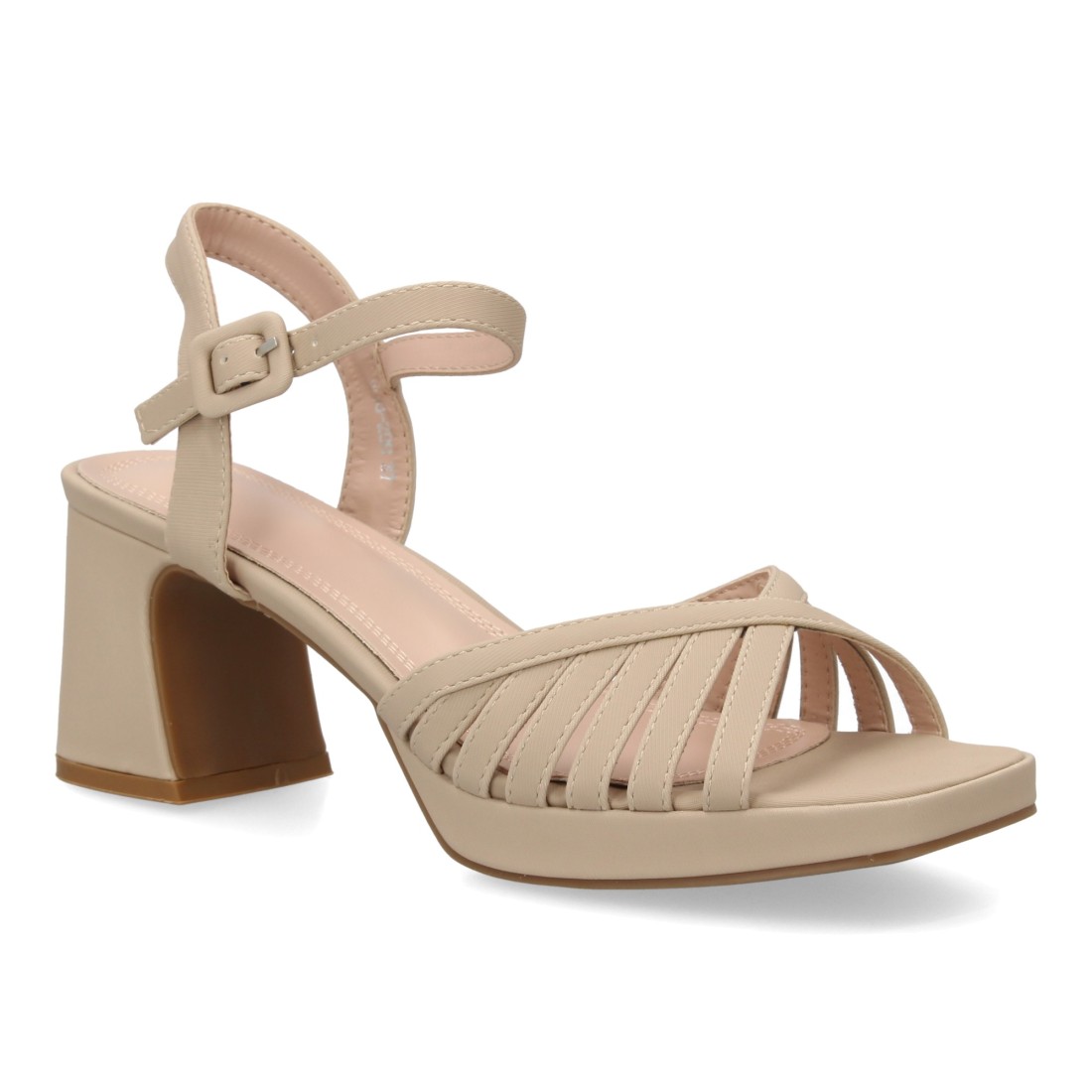 Sandalia de Tacón Beige con Pulsera 3 Sandalia de Tacón Beige con Pulsera - Imagen 3