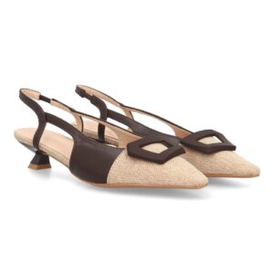 Zapatos Mujer 3 Sandalias Slingback Mujer Beige y Marrón