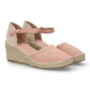 Alpargata Cuña Bordada Rosa