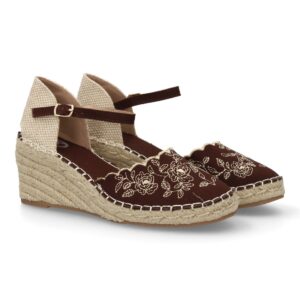 Alpargata Cuña Bordada Marrón