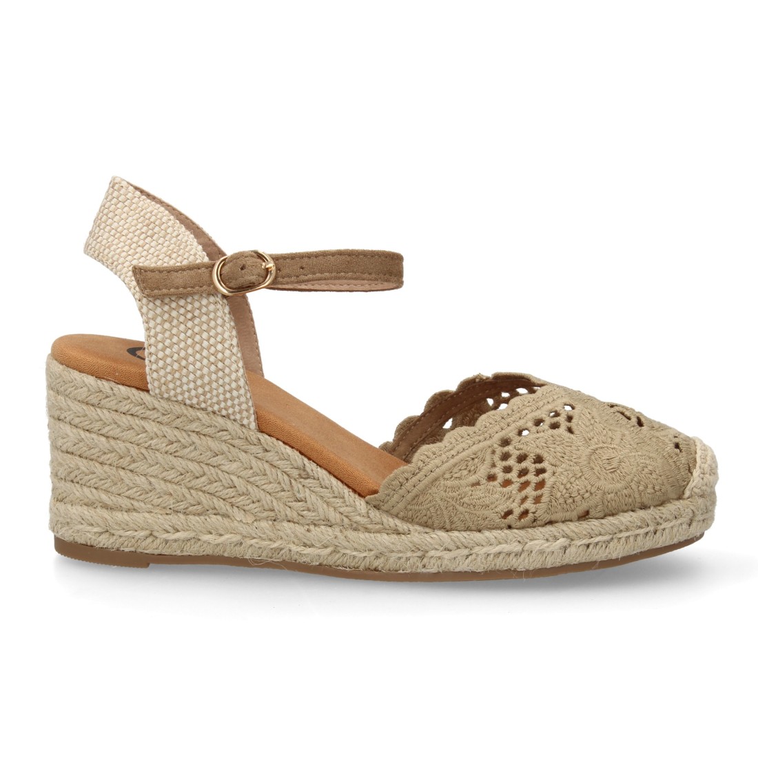 Alpargatas de Cuña Beige Bordadas 2 Alpargatas de Cuña Beige Bordadas - Imagen 2