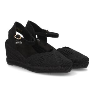 Alpargatas Negras de Cuña Bordadas
