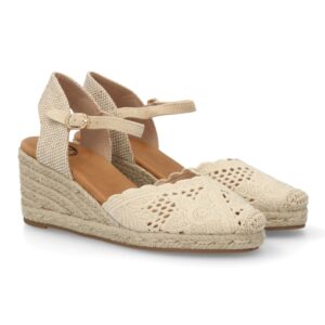 Alpargata Cuña Bordada Beige Romance