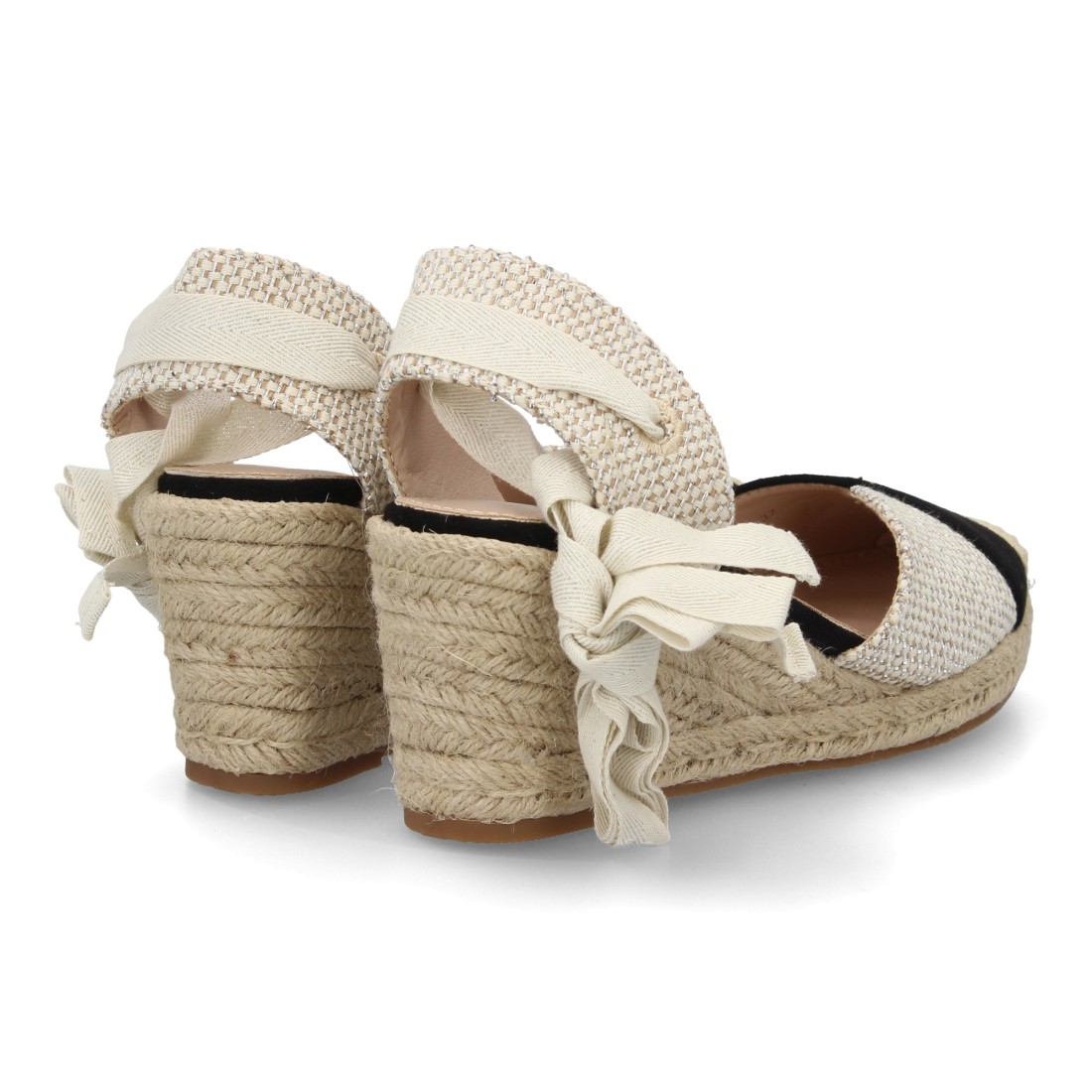 Alpargata Mujer Cuña Bicolor Negro y Beige 5 Alpargata Mujer Cuña Bicolor Negro y Beige - Imagen 5