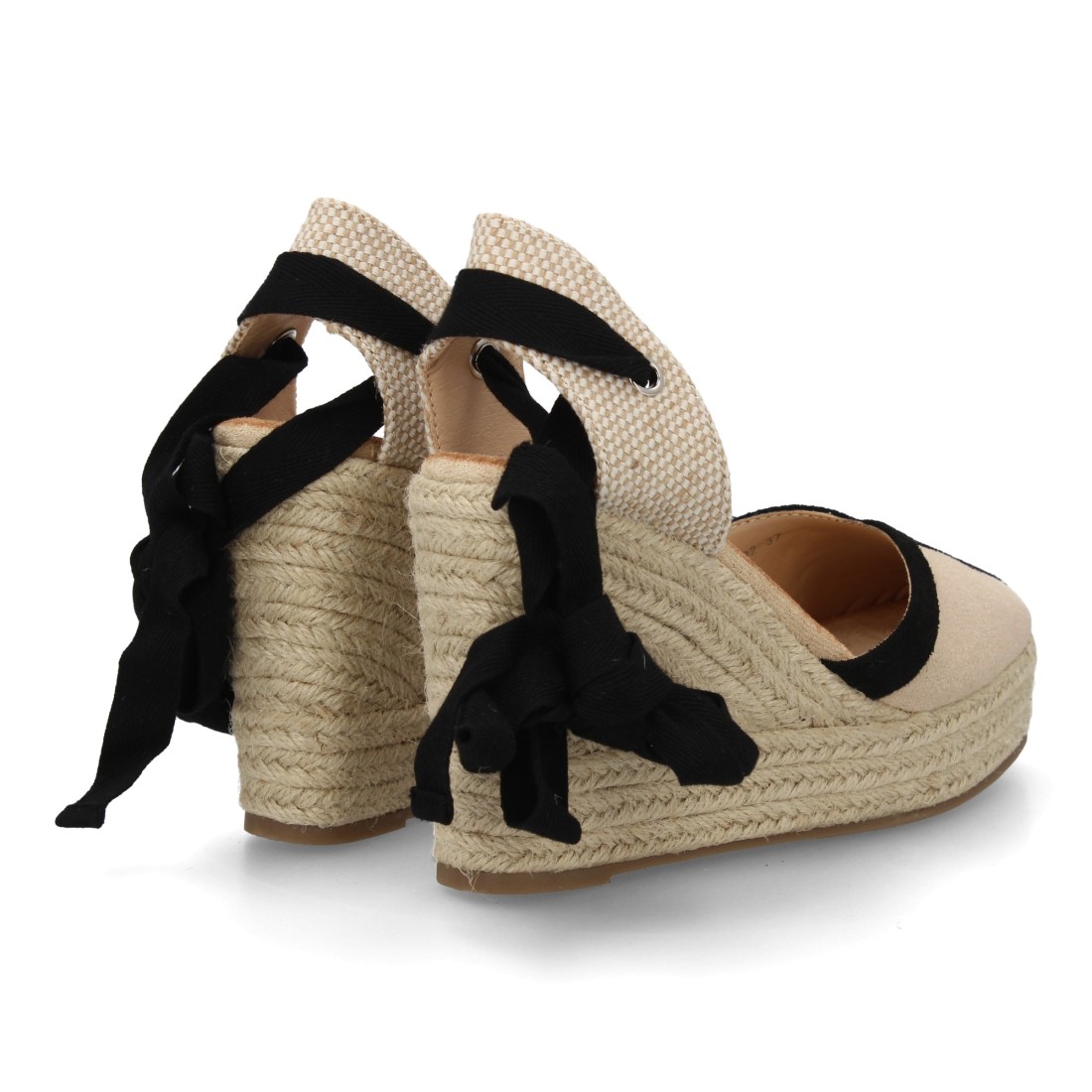 Alpargata Cuña Lazo Beige Negro 5 Alpargata Cuña Lazo Beige Negro - Imagen 5