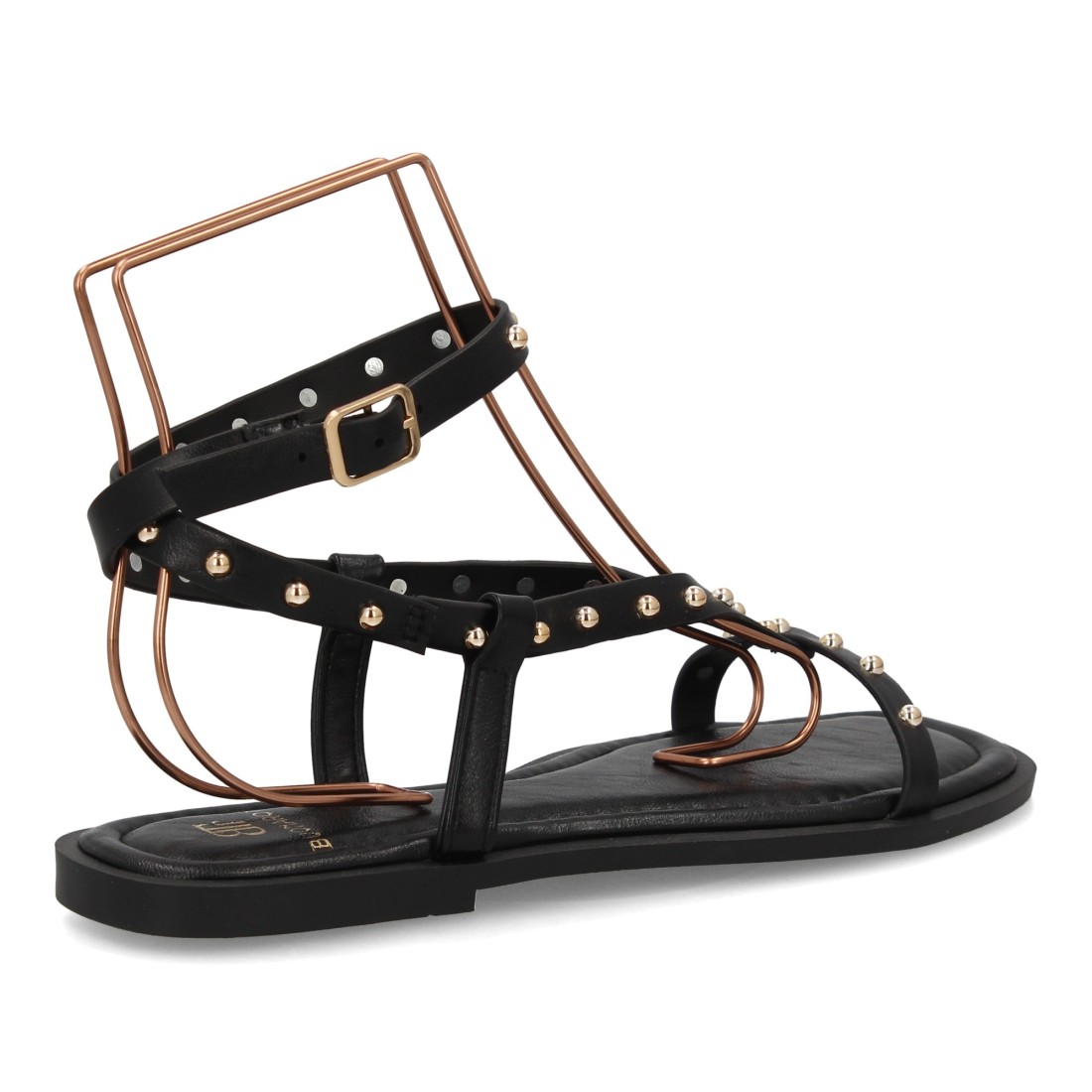 Sandalias Planas Negras con Tachas Doradas 4 Sandalias Planas Negras con Tachas Doradas - Imagen 4