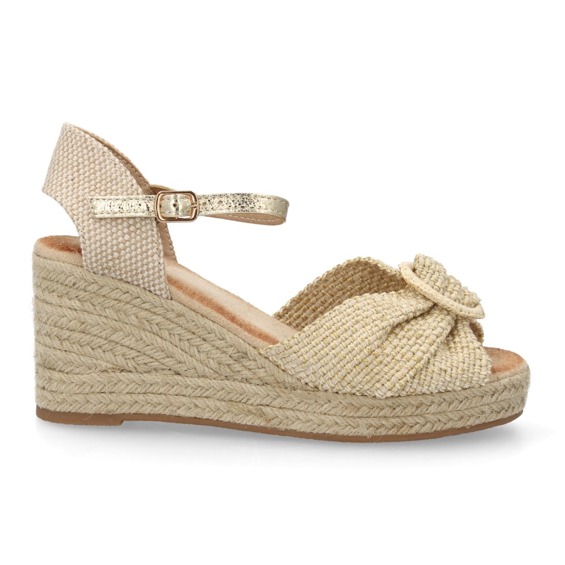 Sandalias de Cuña Doradas Estilo Natural 2 Sandalias de Cuña Doradas Estilo Natural - Imagen 2