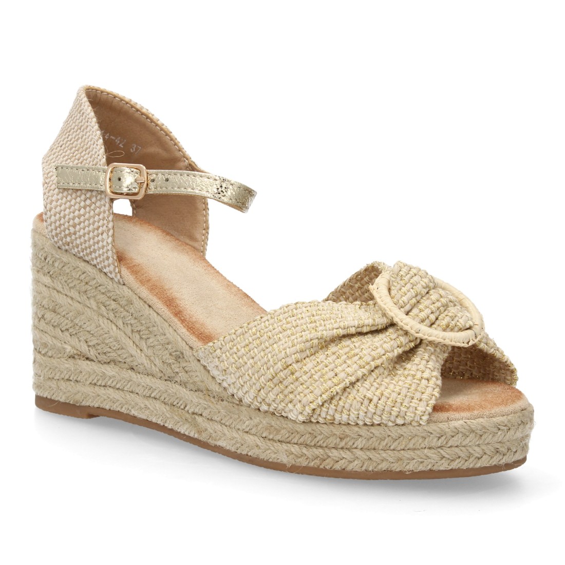 Sandalias de Cuña Doradas Estilo Natural 3 Sandalias de Cuña Doradas Estilo Natural - Imagen 3