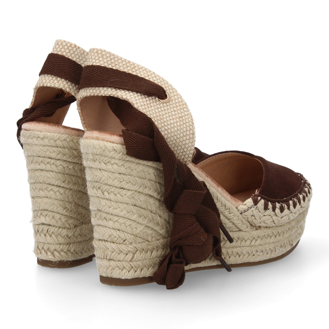 Cuñas Marrones de Esparto con Lazada Trasera 5 Cuñas Marrones de Esparto con Lazada Trasera - Imagen 5