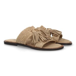 Sandalias Planas Boho Tassel Beige