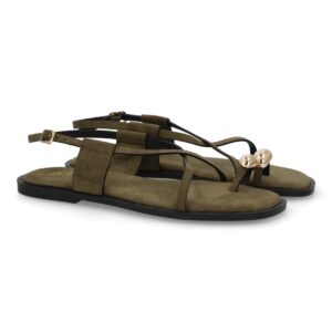 Sandalias Planas Verdes Olive Shine
