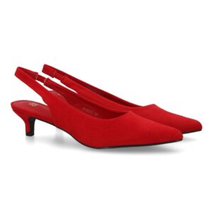 Zapatos Destalonados de Tacón Bajo en Color Rojo