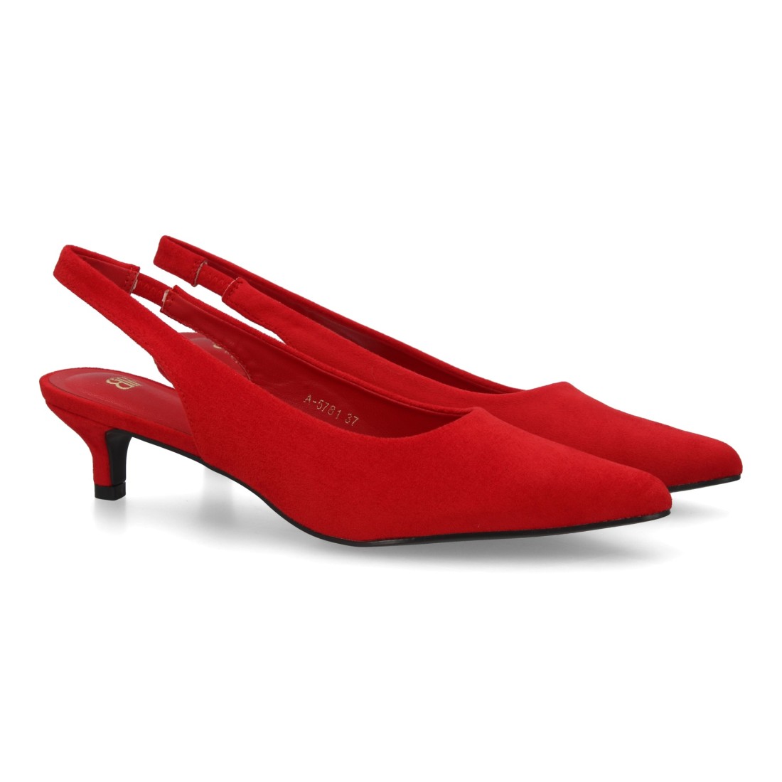 Zapatos Destalonados de Tacón Bajo en Color Rojo 1 Zapatos Destalonados de Tacón Bajo en Color Rojo