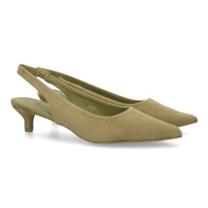 Zapatos Destalonados de Tacón Bajo en Color Verde Oliva