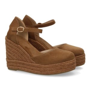 Alpargatas de Cuña Camel con Pulsera y Plataforma