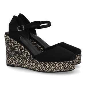 Alpargatas de Cuña Negras con Pulsera al Tobillo