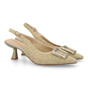 Zapatos Destalonados Dorado con Tacón