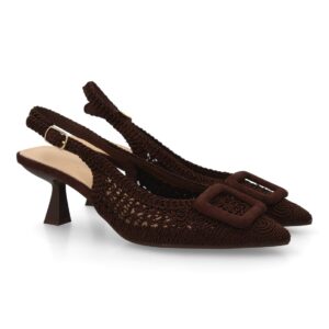 Zapatos Destalonados Trenzados Marrón con Hebilla