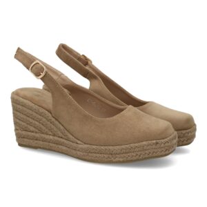 Alpargatas de Cuña en Tono Beige Efecto Ante