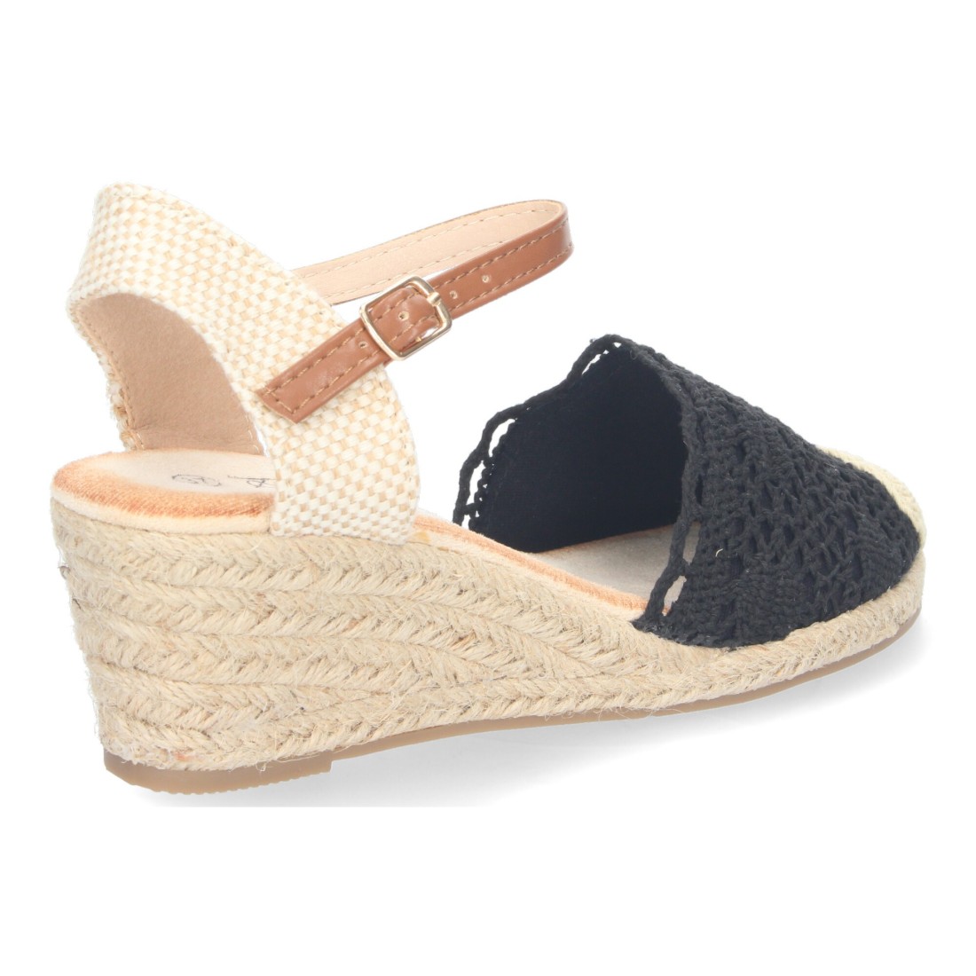 Alpargata De Cuña Media De Yute Pala Crochet Negro 4 Alpargata De Cuña Media De Yute Pala Crochet Negro - Imagen 4