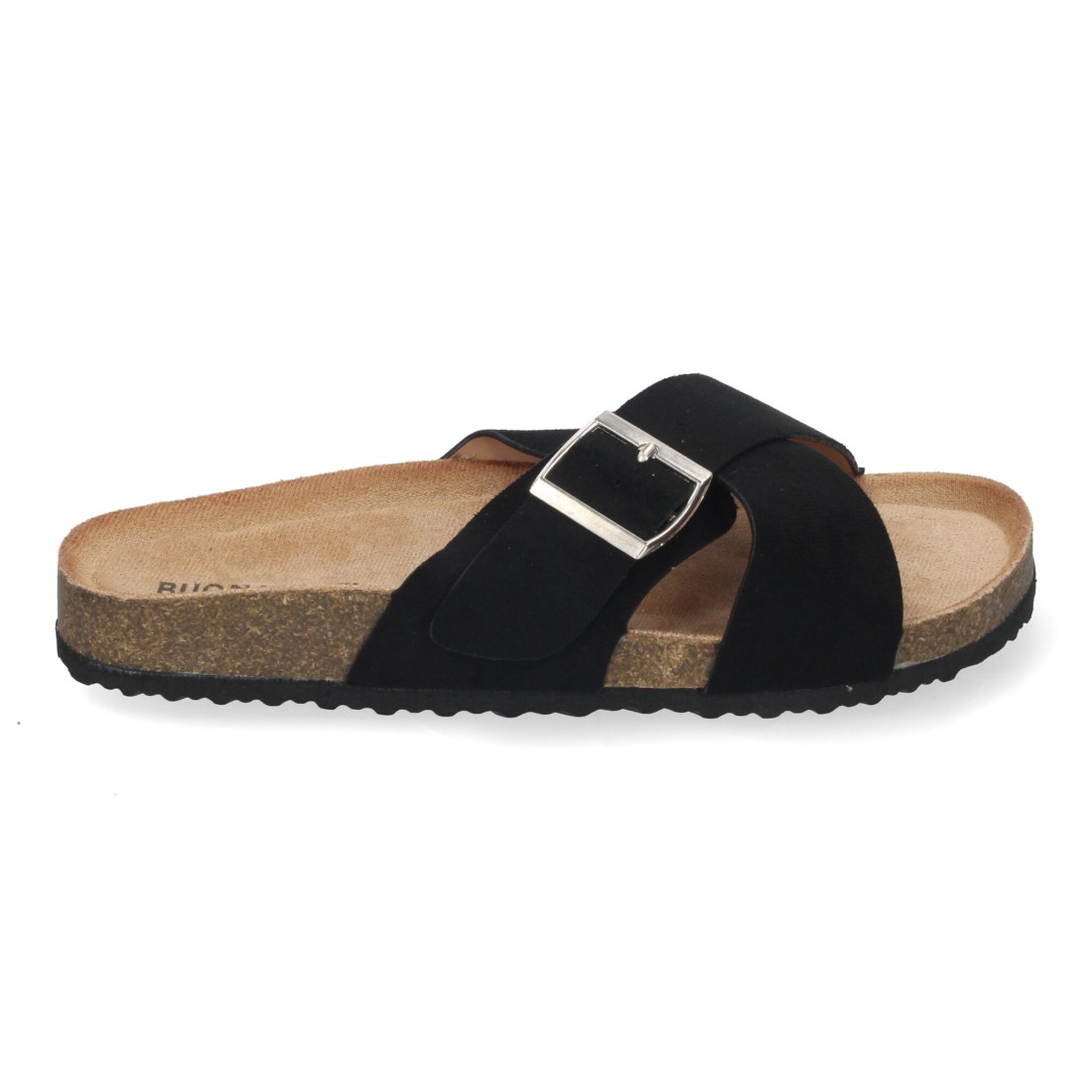 Sandalias Negras Planas Planta Bio Pala Cruzada Para Mujer 2 Sandalias Negras Planas Planta Bio Pala Cruzada Para Mujer - Imagen 2
